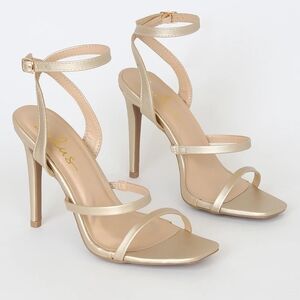 Lulu's Gold Strappy High Heel Sandals